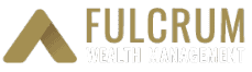 Logo for Fulcrum Wealth Management featuring a stylized gold and dark grey triangular design on the left and the company name in gold text on the right.