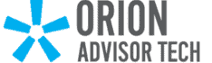 Orion Advisor Tech logo with blue starburst graphic on the left and the company name in gray text to the right.